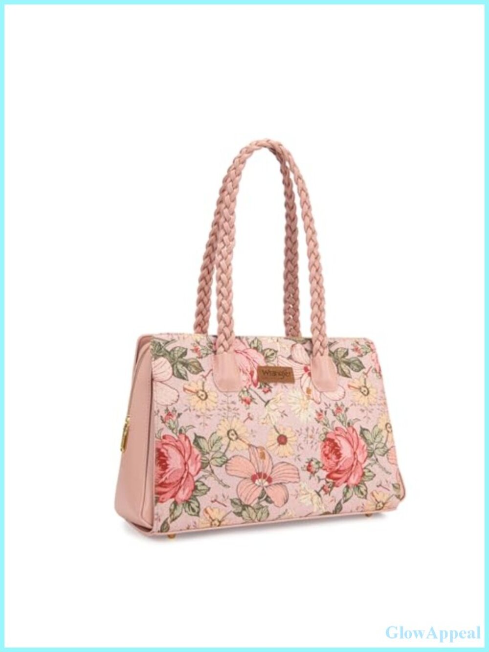 Western Floral Satchel Bag Braided Handle Faux Leather Tote Purse